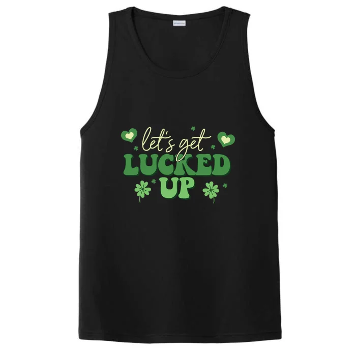 Irish Let's Get Lucked Up Drinking Groovy St Patricks Day Performance Tank