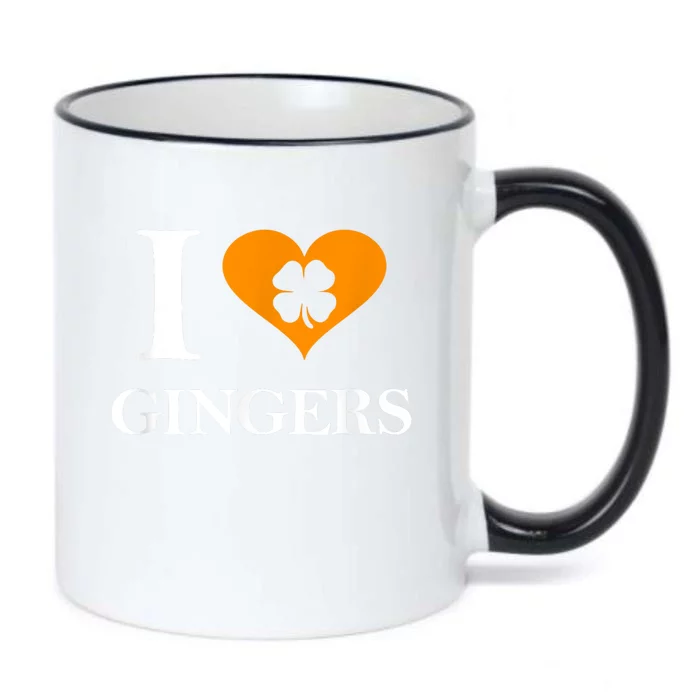 I Love Gingers Heart Shamrock Redhead Lover Funny Gift Black Color Changing Mug