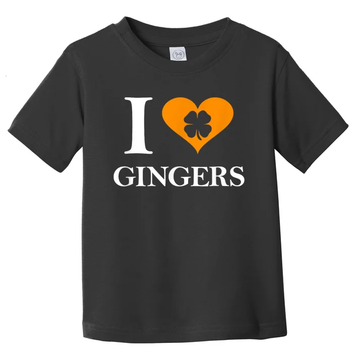 I Love Gingers Heart Shamrock Redhead Lover Funny Gift Toddler T-Shirt