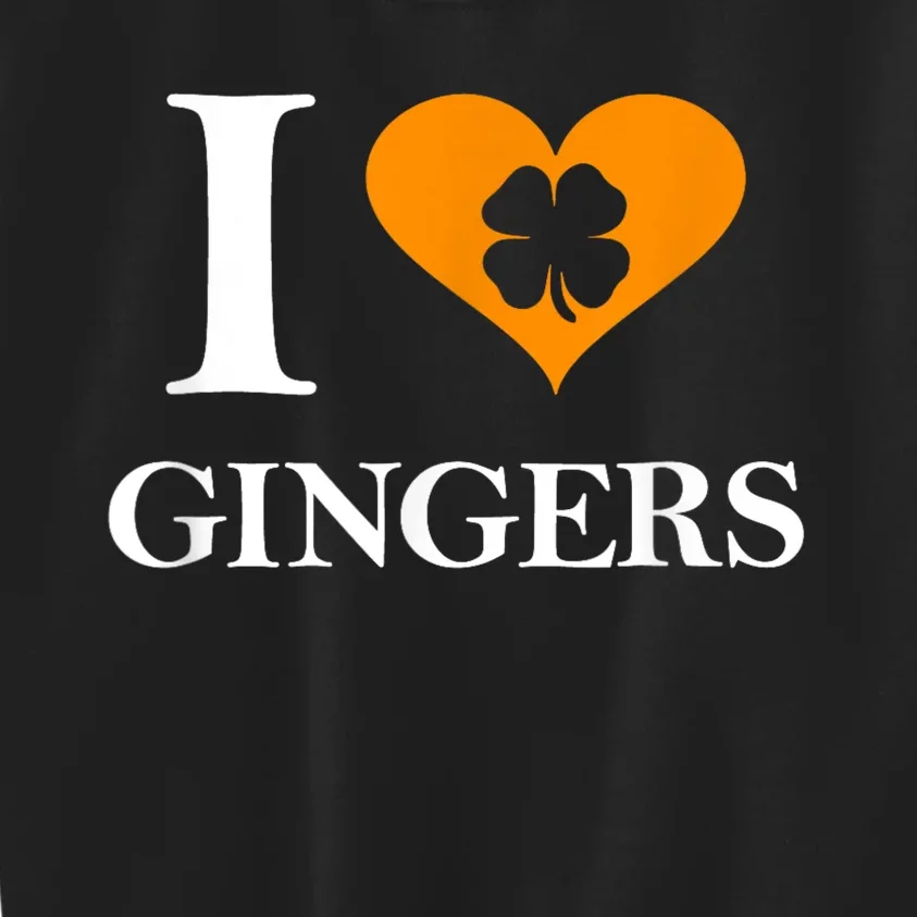 I Love Gingers Heart Shamrock Redhead Lover Funny Gift Kids Sweatshirt