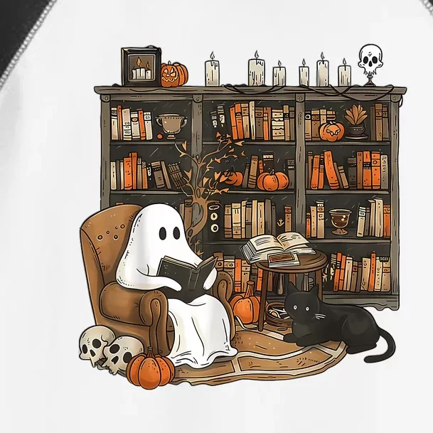 In Library Ghost Reading Books Halloween Librarian Ghost Toddler Fine Jersey T-Shirt