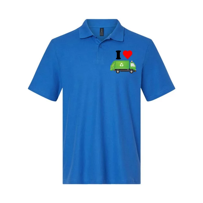 I Love Garbage Truck Lover Recycling Heart Valentines Day Funny Gift Softstyle Adult Sport Polo