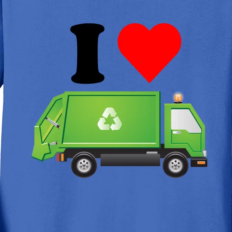 I Love Garbage Truck Lover Recycling Heart Valentines Day Funny Gift Kids Long Sleeve Shirt