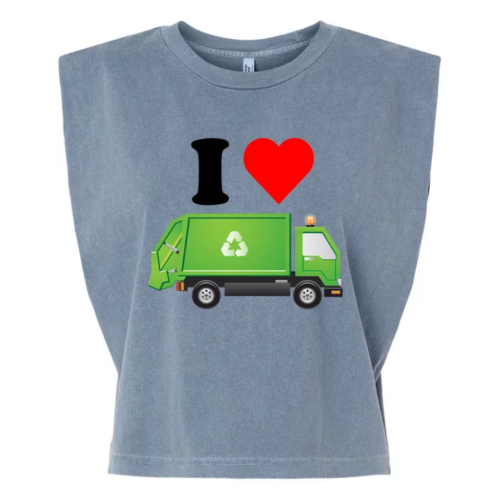 I Love Garbage Truck Lover Recycling Heart Valentines Day Funny Gift Garment-Dyed Women's Muscle Tee