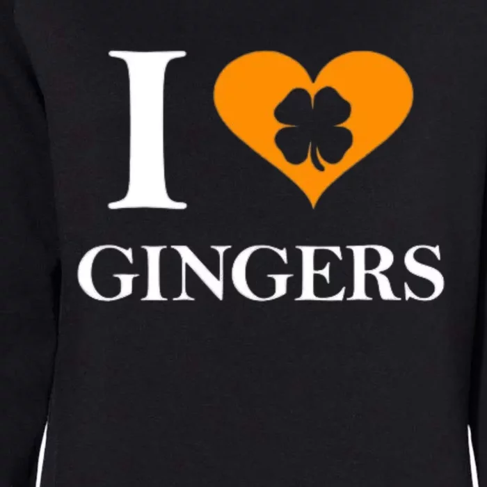 I Love Gingers Heart Shamrock Redhead Lover Womens California Wash Sweatshirt