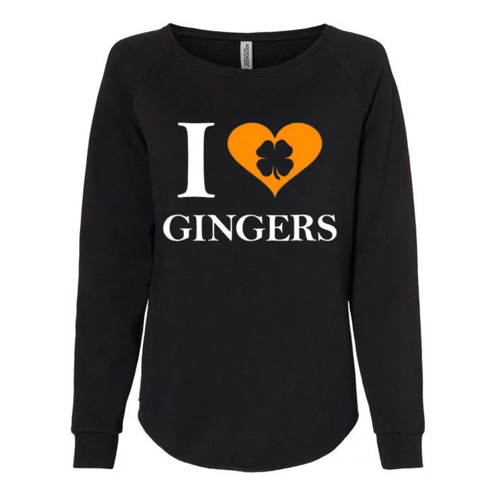 I Love Gingers Heart Shamrock Redhead Lover Womens California Wash Sweatshirt