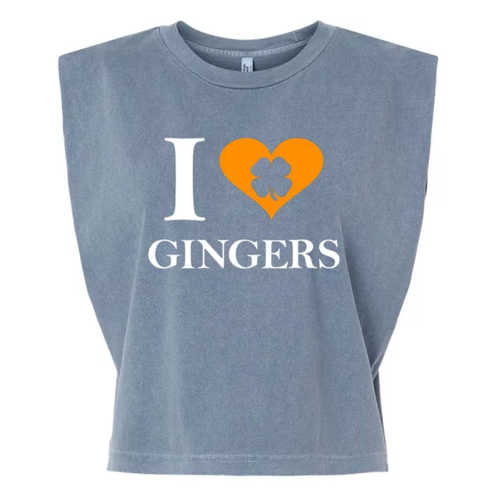 I Love Gingers Heart Shamrock Redhead Lover Garment-Dyed Women's Muscle Tee