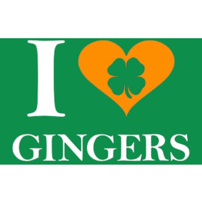 I Love Gingers Heart Shamrock Redhead Lover Bumper Sticker