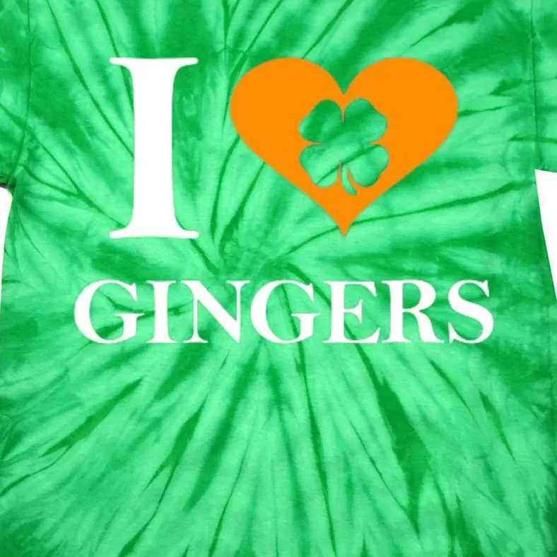 I Love Gingers Heart Shamrock Redhead Lover Tie-Dye T-Shirt