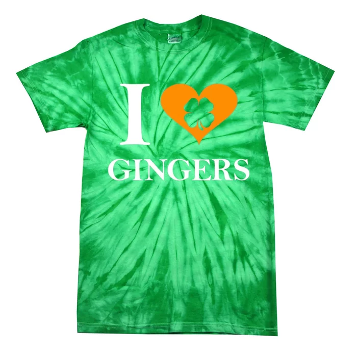 I Love Gingers Heart Shamrock Redhead Lover Tie-Dye T-Shirt