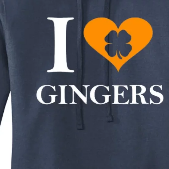 I Love Gingers Heart Shamrock Redhead Lover Women's Pullover Hoodie