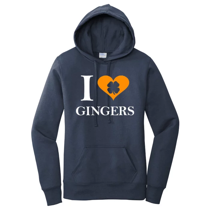 I Love Gingers Heart Shamrock Redhead Lover Women's Pullover Hoodie