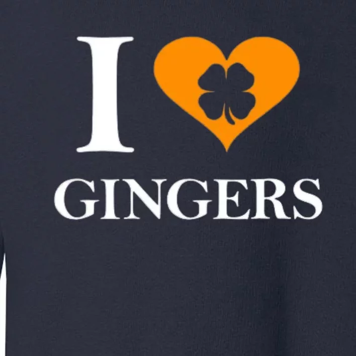 I Love Gingers Heart Shamrock Redhead Lover Toddler Sweatshirt