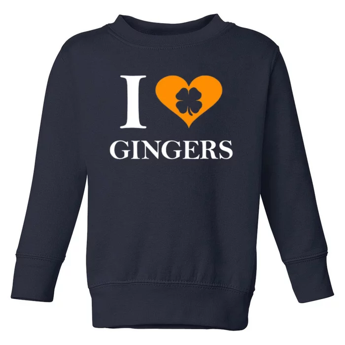 I Love Gingers Heart Shamrock Redhead Lover Toddler Sweatshirt