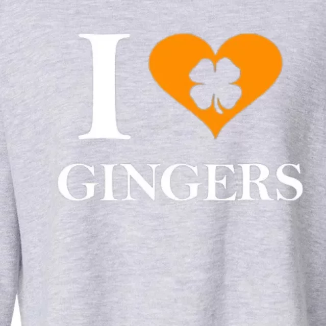 I Love Gingers Heart Shamrock Redhead Lover Cropped Pullover Crew