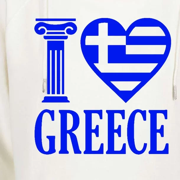 I Love Greece Womens Funnel Neck Pullover Hood