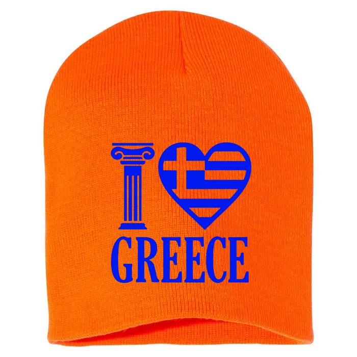 I Love Greece Short Acrylic Beanie