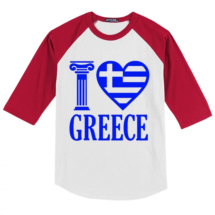 I Love Greece Kids Colorblock Raglan Jersey