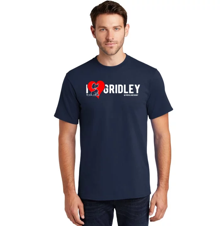 I Love Gridley The Aussiedoodle Cartoon Dog Heart Design Tall T-Shirt