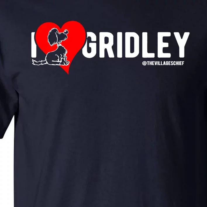 I Love Gridley The Aussiedoodle Cartoon Dog Heart Design Tall T-Shirt