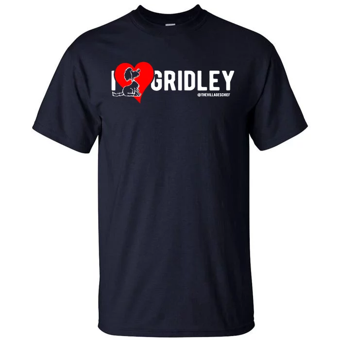 I Love Gridley The Aussiedoodle Cartoon Dog Heart Design Tall T-Shirt