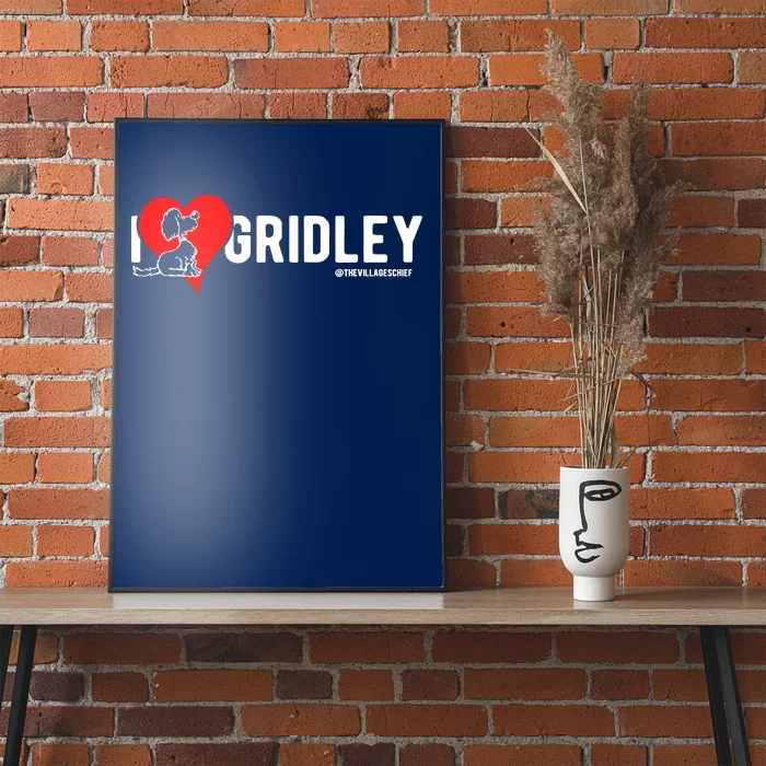 I Love Gridley The Aussiedoodle Cartoon Dog Heart Design Poster