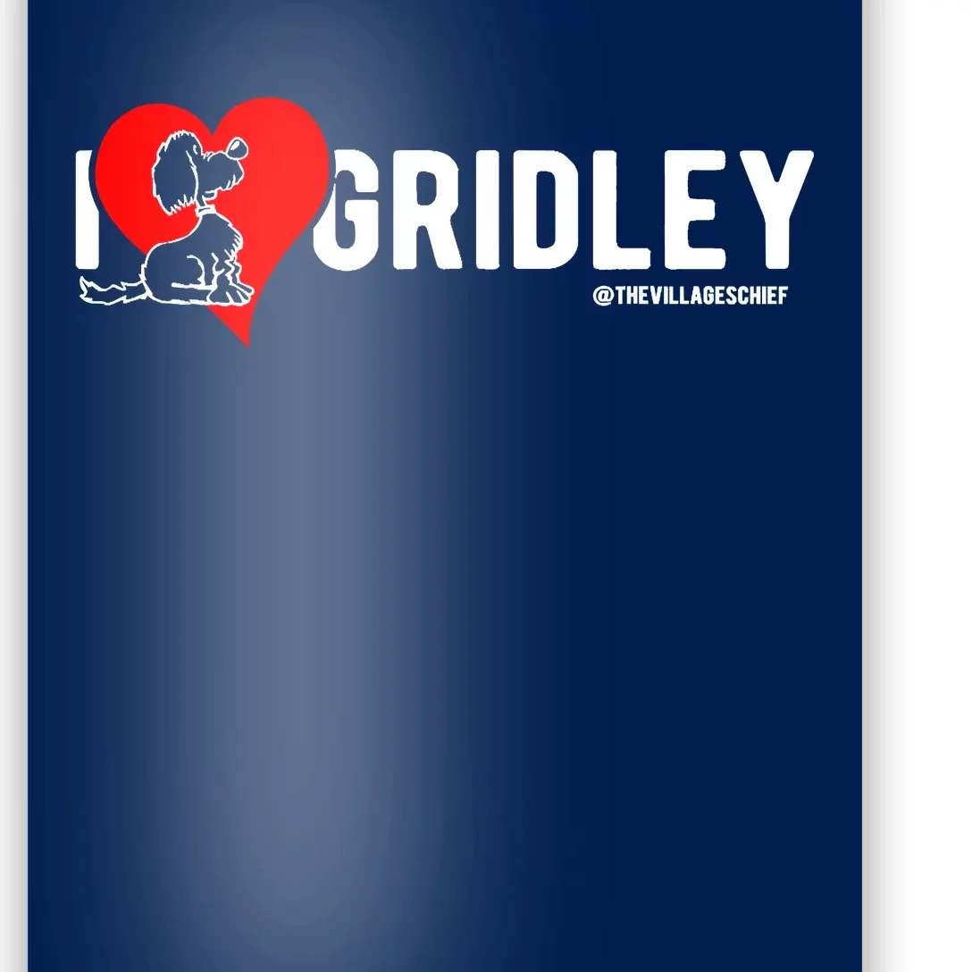 I Love Gridley The Aussiedoodle Cartoon Dog Heart Design Poster