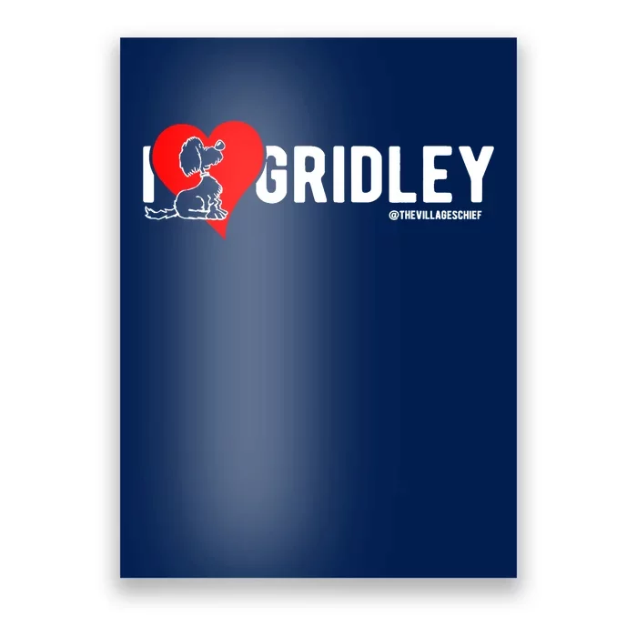 I Love Gridley The Aussiedoodle Cartoon Dog Heart Design Poster