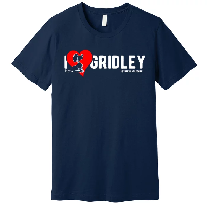 I Love Gridley The Aussiedoodle Cartoon Dog Heart Design Premium T-Shirt