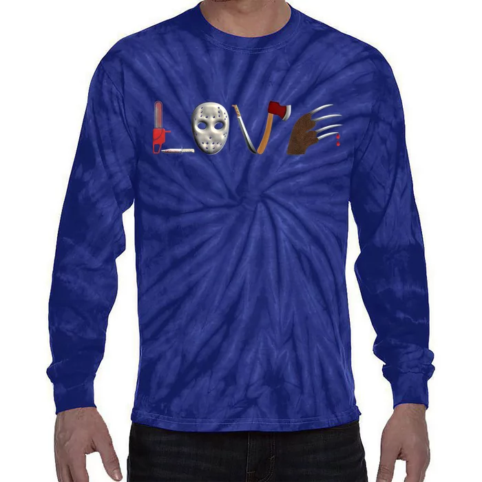 I Love Horror Movies Scary Movie Tie-Dye Long Sleeve Shirt