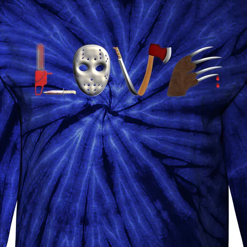 I Love Horror Movies Scary Movie Tie-Dye Long Sleeve Shirt