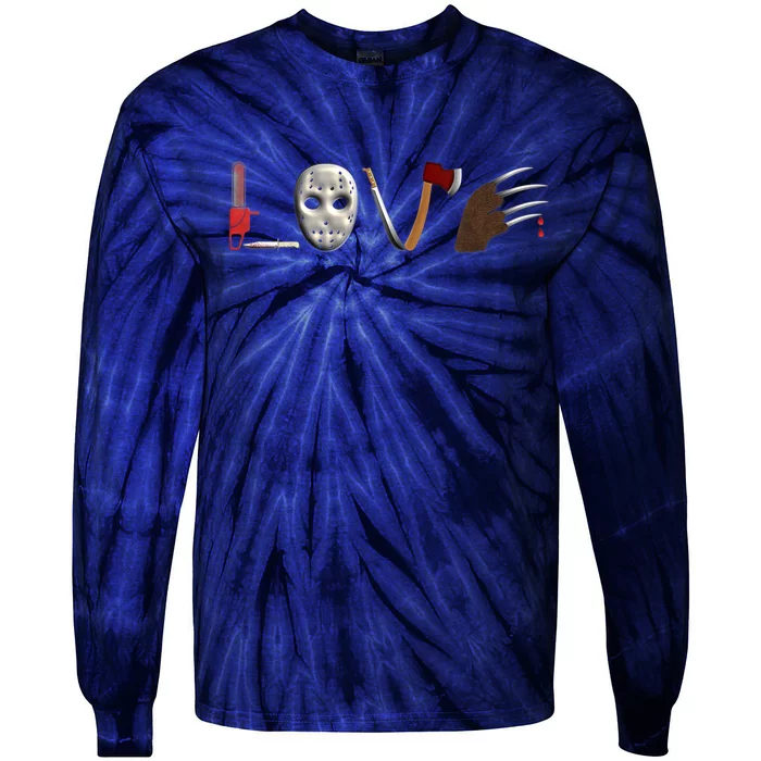 I Love Horror Movies Scary Movie Tie-Dye Long Sleeve Shirt