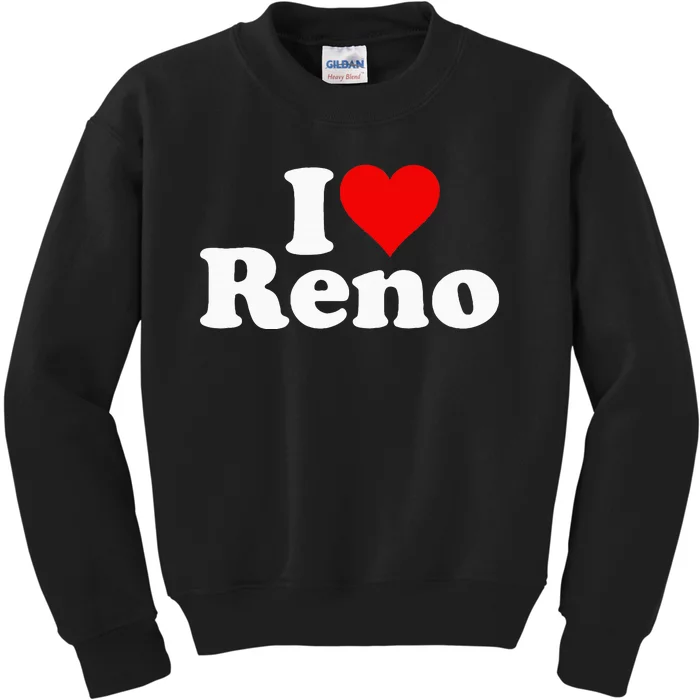 I Love Heart Reno Nevada Nv Kids Sweatshirt