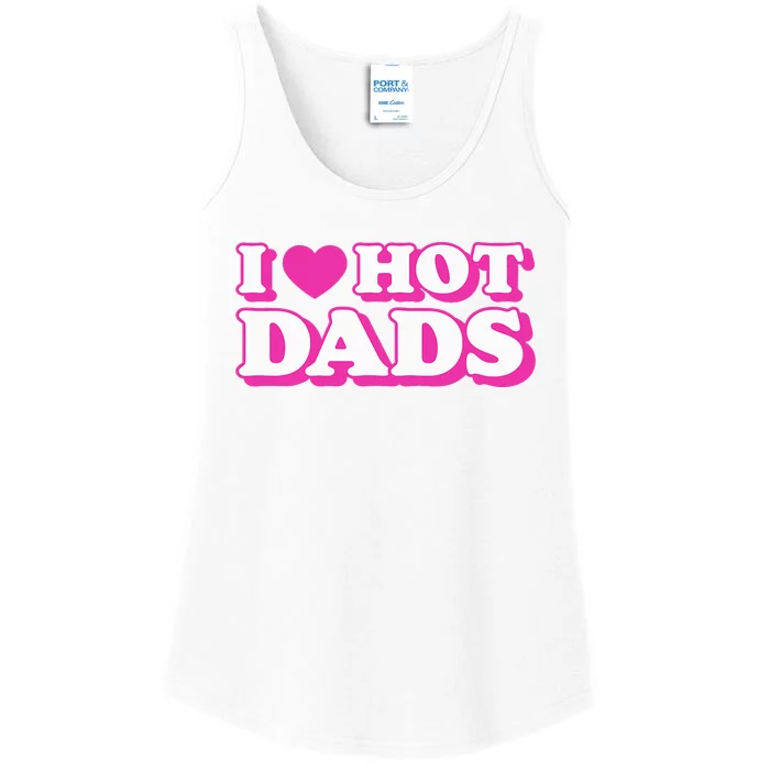 I Love Hot Dads Funny Heart Bimbo Aesthetic Y2K Pink Ladies Essential Tank