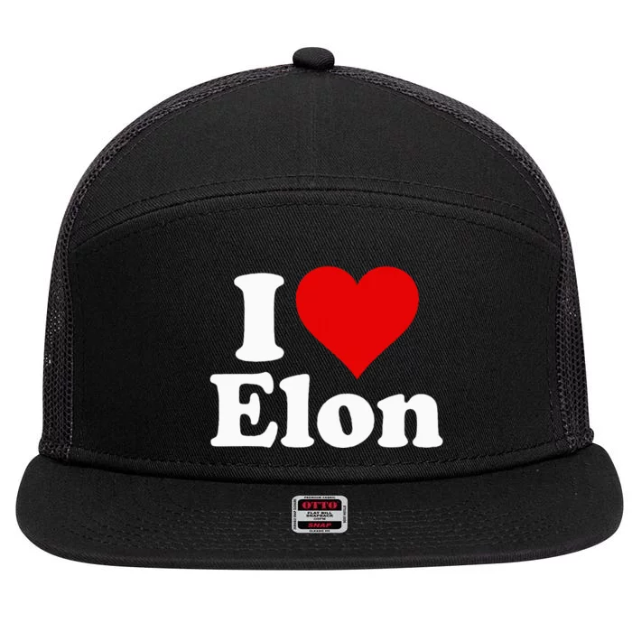 I Love Heart Elon North Carolina 7 Panel Mesh Trucker Snapback Hat