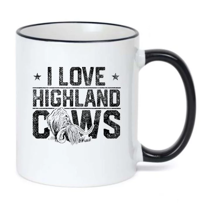 I Love Highland Cows Scottish Highland Cattle Cow Lover Black Color Changing Mug