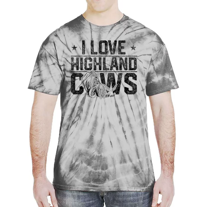 I Love Highland Cows Scottish Highland Cattle Cow Lover Tie-Dye T-Shirt