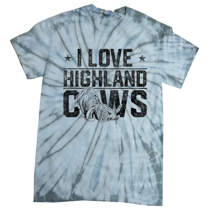 I Love Highland Cows Scottish Highland Cattle Cow Lover Tie-Dye T-Shirt