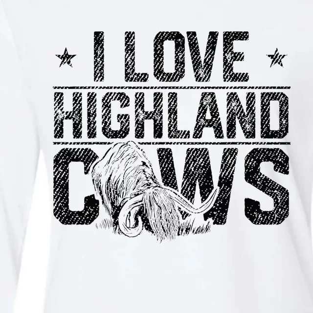 I Love Highland Cows Scottish Highland Cattle Cow Lover Womens Cotton Relaxed Long Sleeve T-Shirt