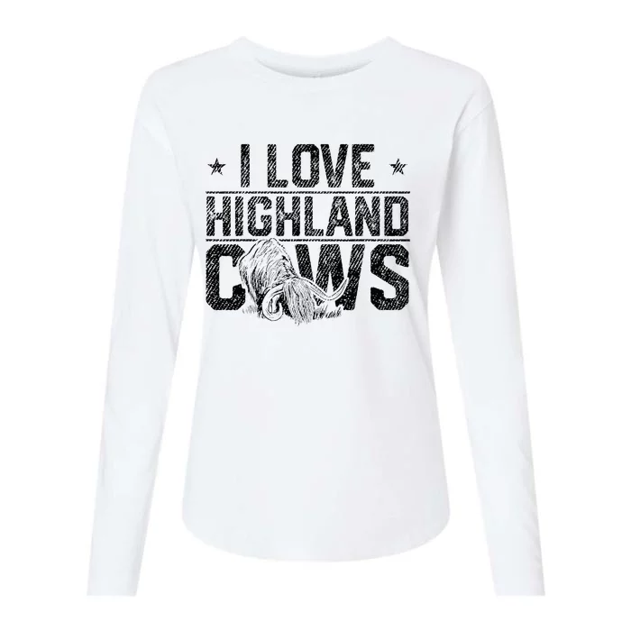 I Love Highland Cows Scottish Highland Cattle Cow Lover Womens Cotton Relaxed Long Sleeve T-Shirt