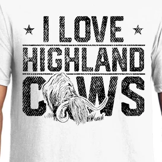 I Love Highland Cows Scottish Highland Cattle Cow Lover Pajama Set