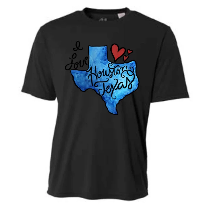 I Love Houston Texas Proud Texan Houstonian Gift Cooling Performance Crew T-Shirt