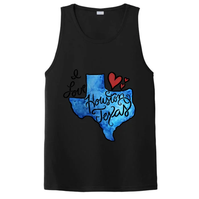 I Love Houston Texas Proud Texan Houstonian Gift Performance Tank