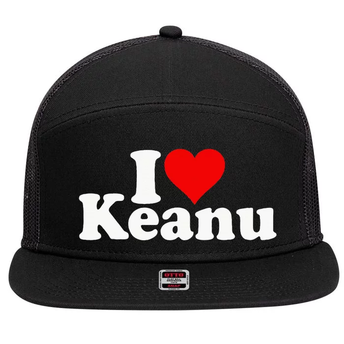 I Love Heart Keanu 7 Panel Mesh Trucker Snapback Hat