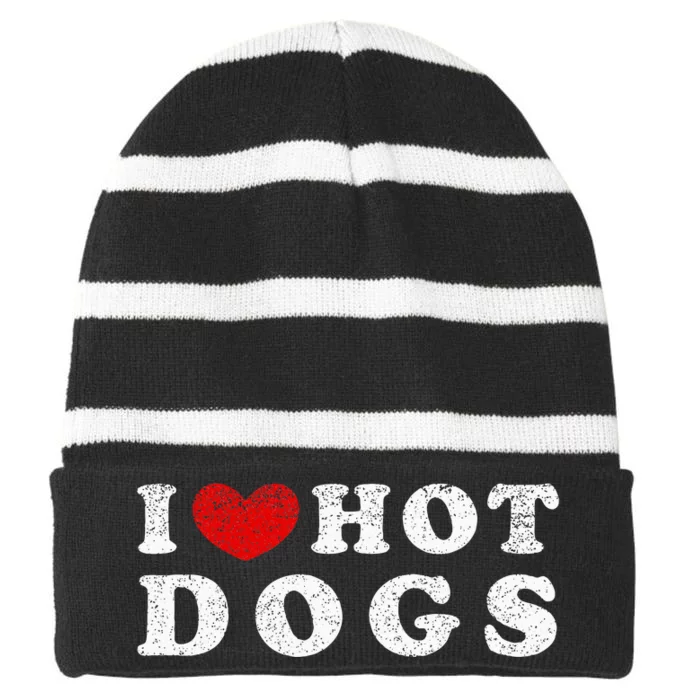 I Love Hot Dogs I Heart Hot Dogs Striped Beanie with Solid Band