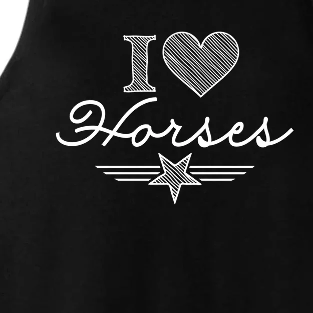 I Love Horses Gift Ladies Tri-Blend Wicking Tank