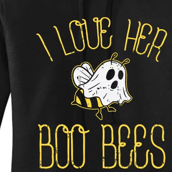 I Love Her Boo Bees Couples Halloween Adult Costume His Women's Pullover Hoodie