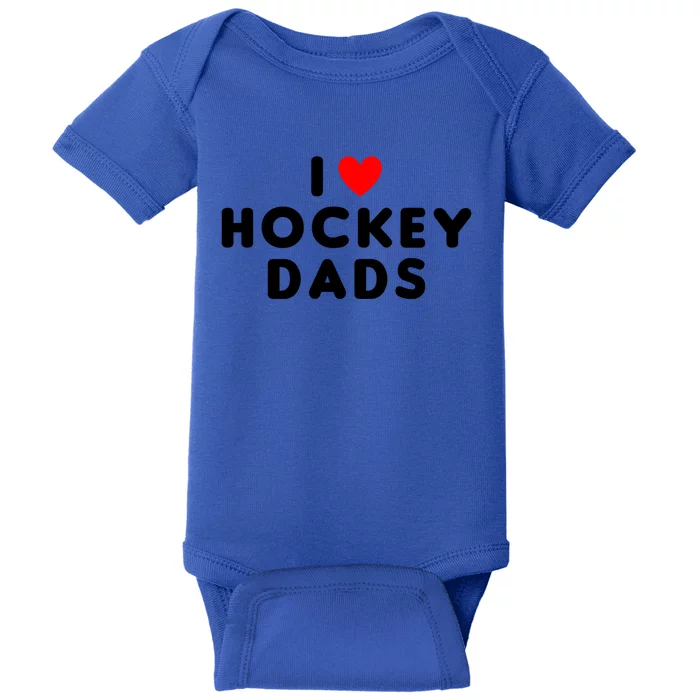 I Love Hockey Dads Funny Red Heart Gift Baby Bodysuit