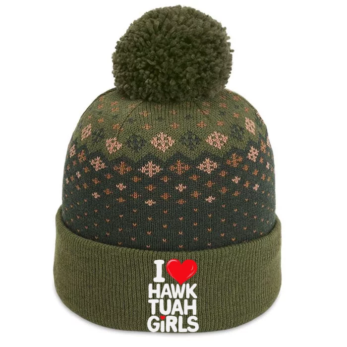 I Love Hawk Tuah Funny And Cute Design The Baniff Cuffed Pom Beanie