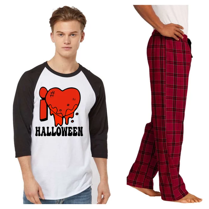 I Love Halloween Creepy Heart Raglan Sleeve Pajama Set